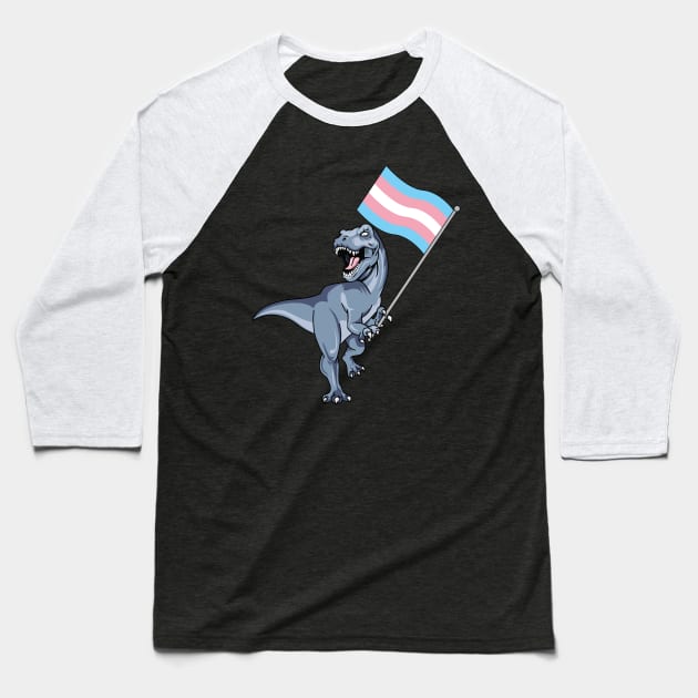 Trans Dinosaur Pride Flag LBGT+ Gay Lesbian T-Rex Rainbow Baseball T-Shirt by Shirtsurf